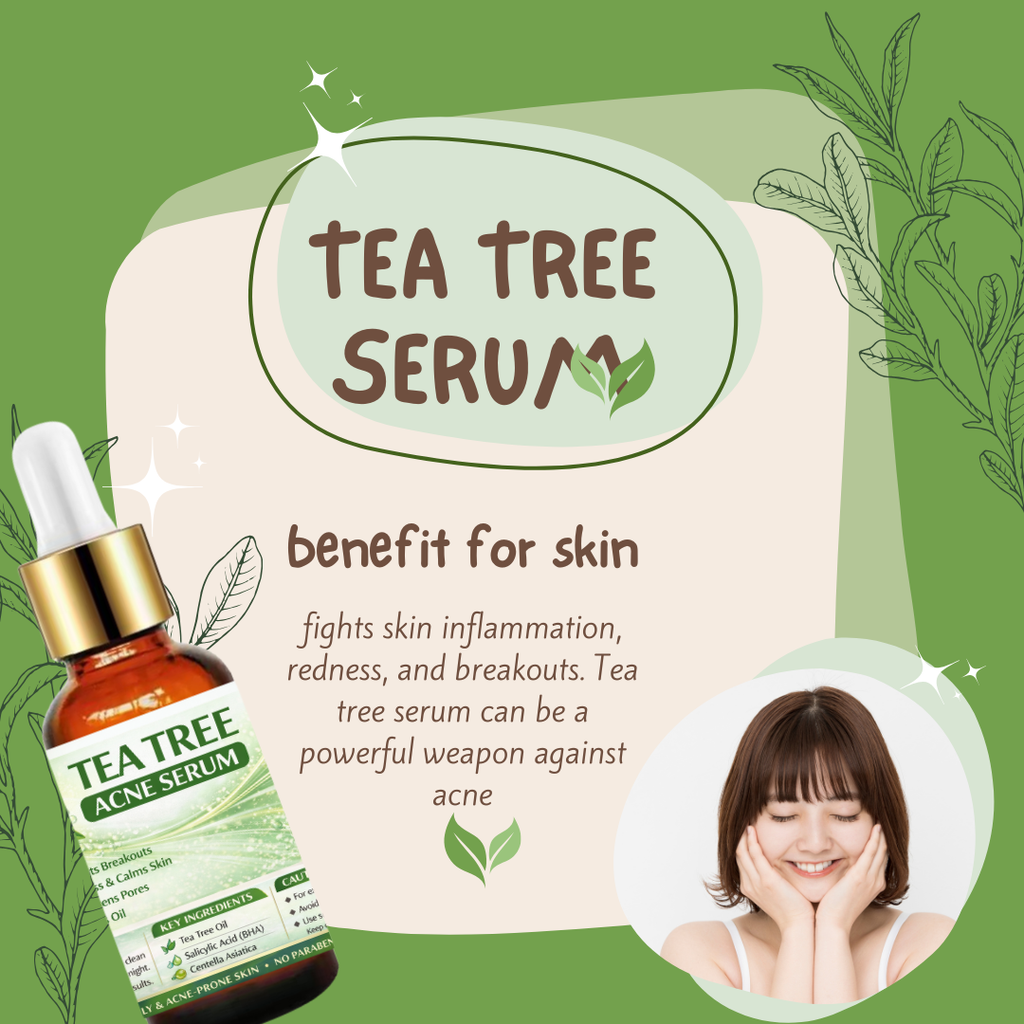 Tea Tree Oil Acne Treatment Serum for Face – Salicylic Acid, Niacinamide, Vitamin C & Retinol – Clarifying Super Facial Serum for Acne-Prone Skin & Pores,