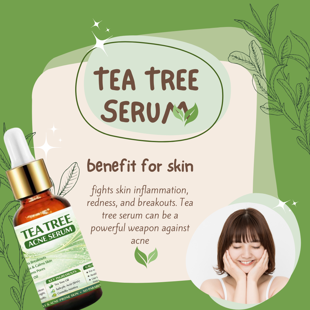 Tea Tree Oil Acne Treatment Serum for Face – Salicylic Acid, Niacinamide, Vitamin C & Retinol – Clarifying Super Facial Serum for Acne-Prone Skin & Pores,