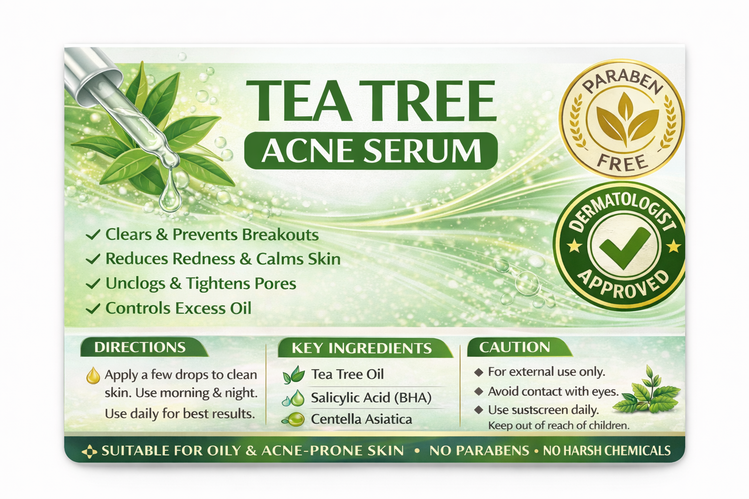 Tea Tree Oil Acne Treatment Serum for Face – Salicylic Acid, Niacinamide, Vitamin C & Retinol – Clarifying Super Facial Serum for Acne-Prone Skin & Pores,